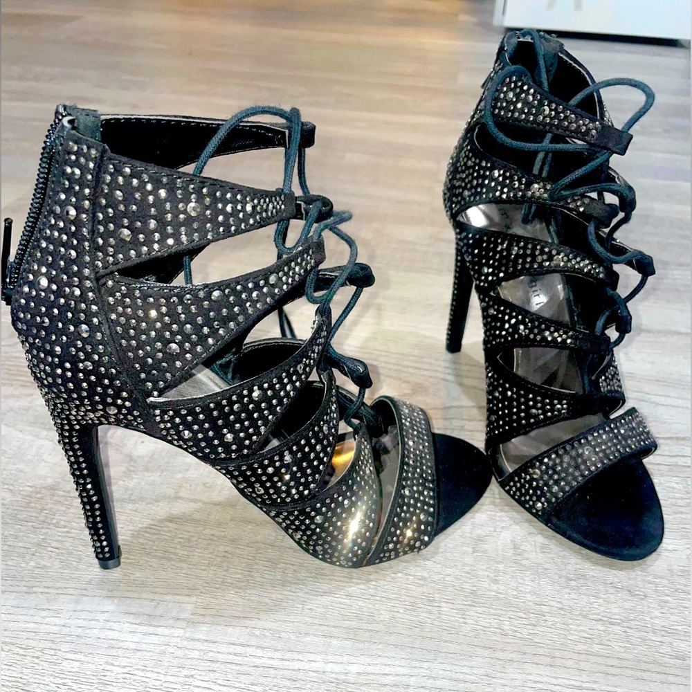 Madden girl black sparkle heel